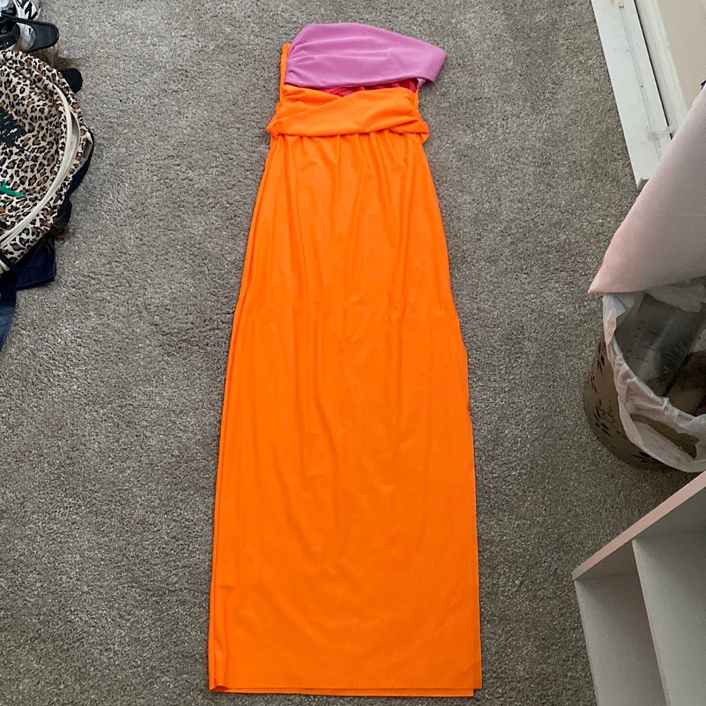 Long orange dress